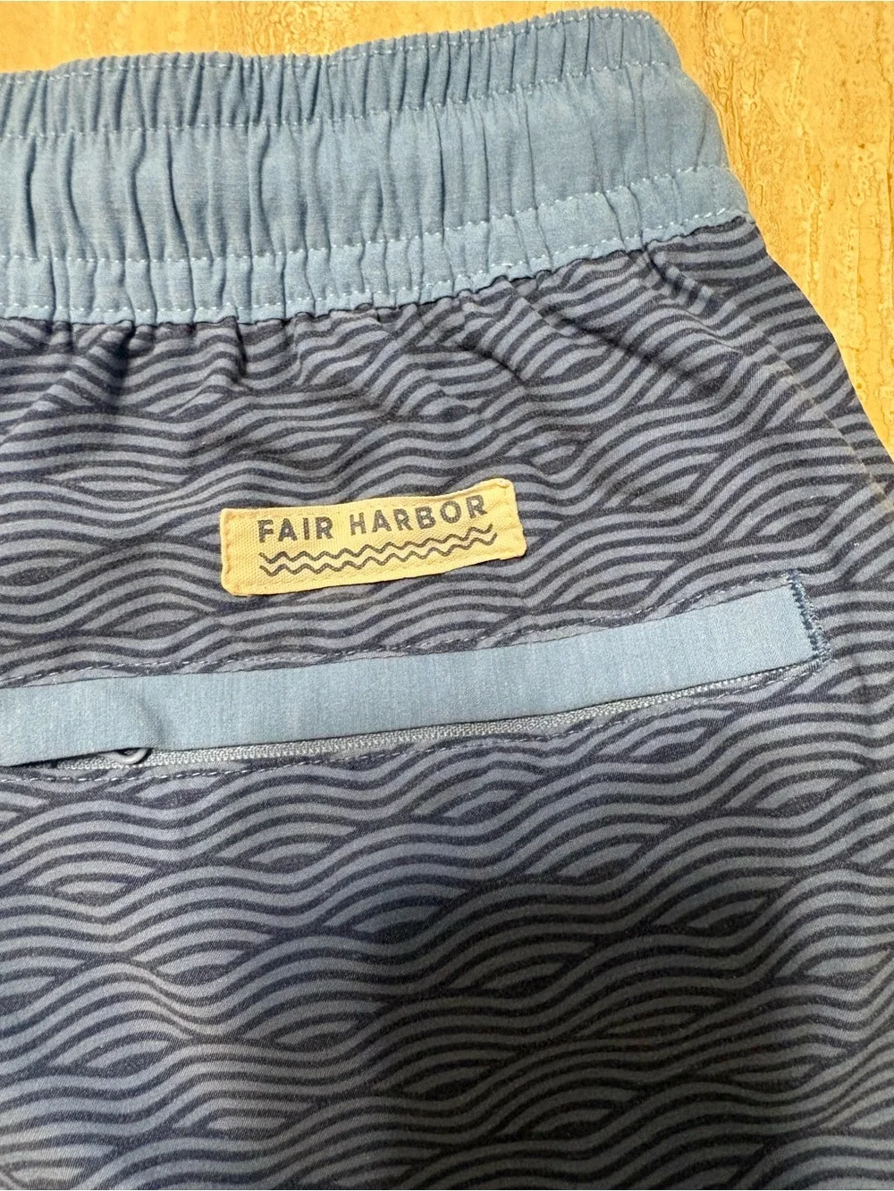 Fair Harbor The Anchor Swim Trunks Mens XL Blue Print BreezeKnit Liner Short